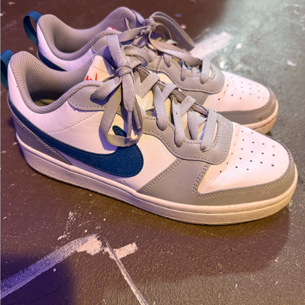 Nike Kids' White and Blue Sneakers